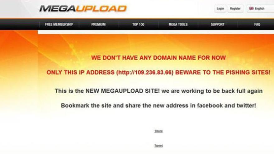 Páginas simulan la vuelta de Megaupload.