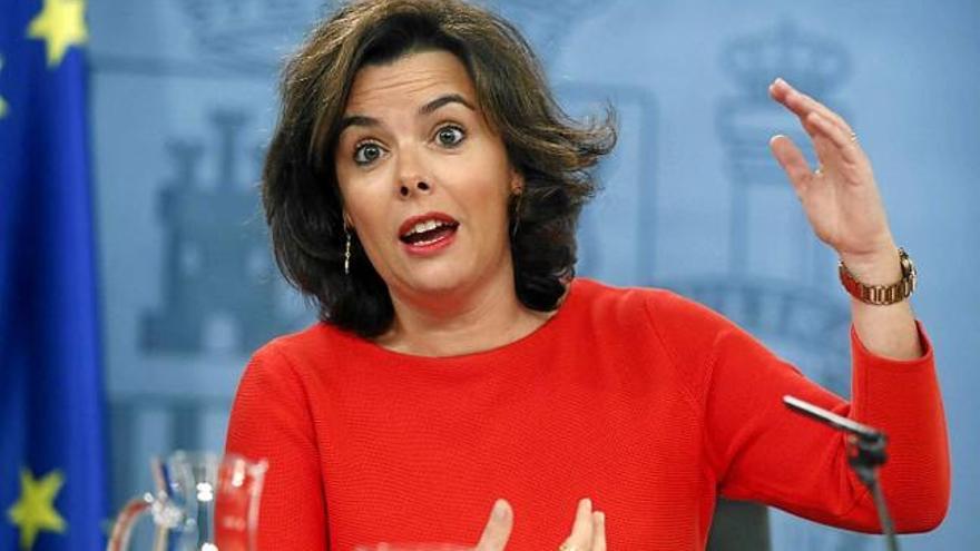 La vicepresidenta en funcions, Soraya Sáenz de Santamaría, ahir al matí