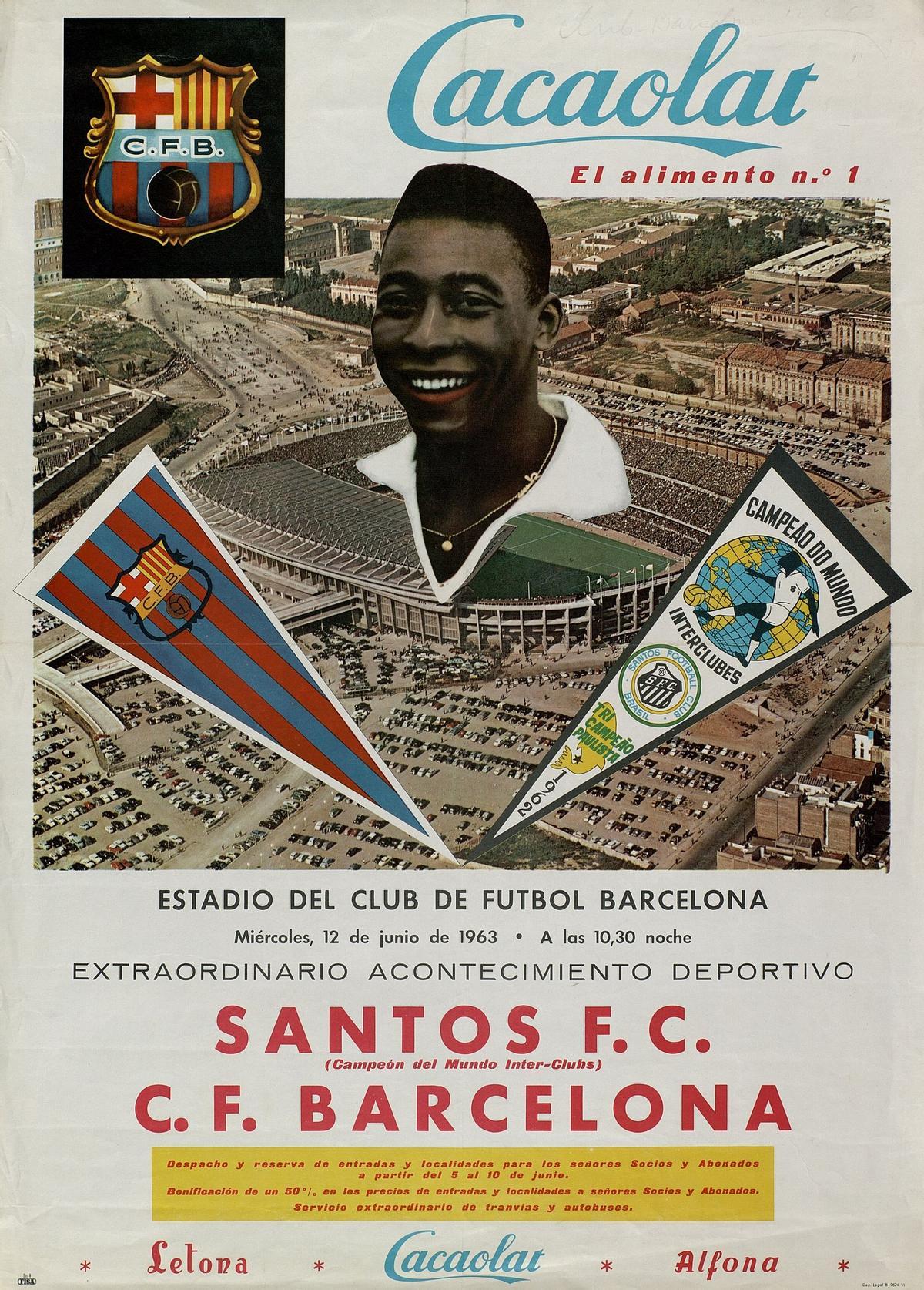 Cartel anunciando el Santos-Barça.