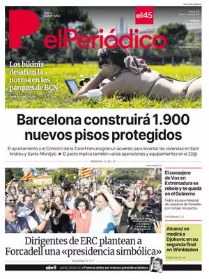 La portada de EL PERIÓDICO del 13 de julio de 2024