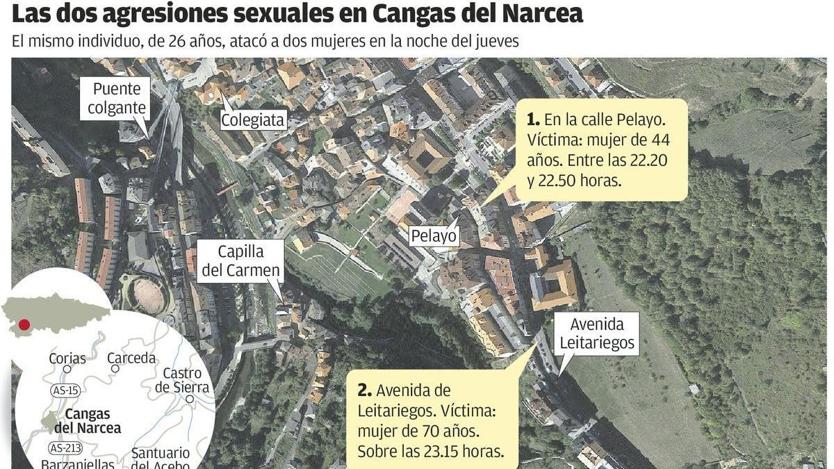 Un joven intenta violar a dos mujeres en menos de una hora en Cangas del Narcea