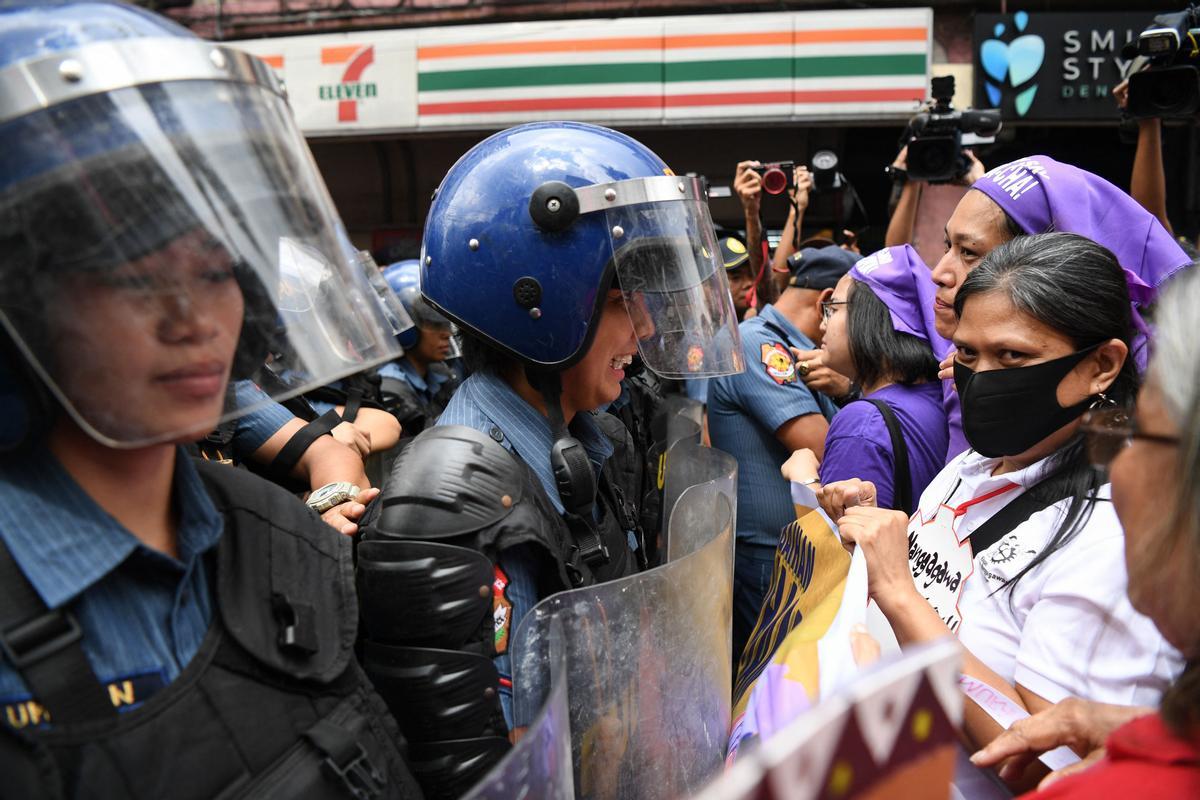 Manifestación por el 8M en las calles de Manila, en Filipinas.