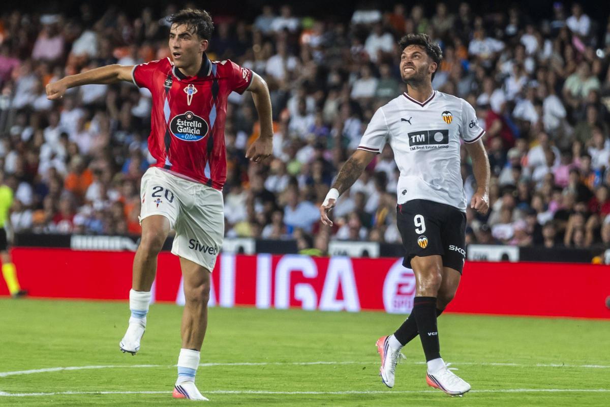 Hugo Duro en el Valencia CF - Celta de Vigo