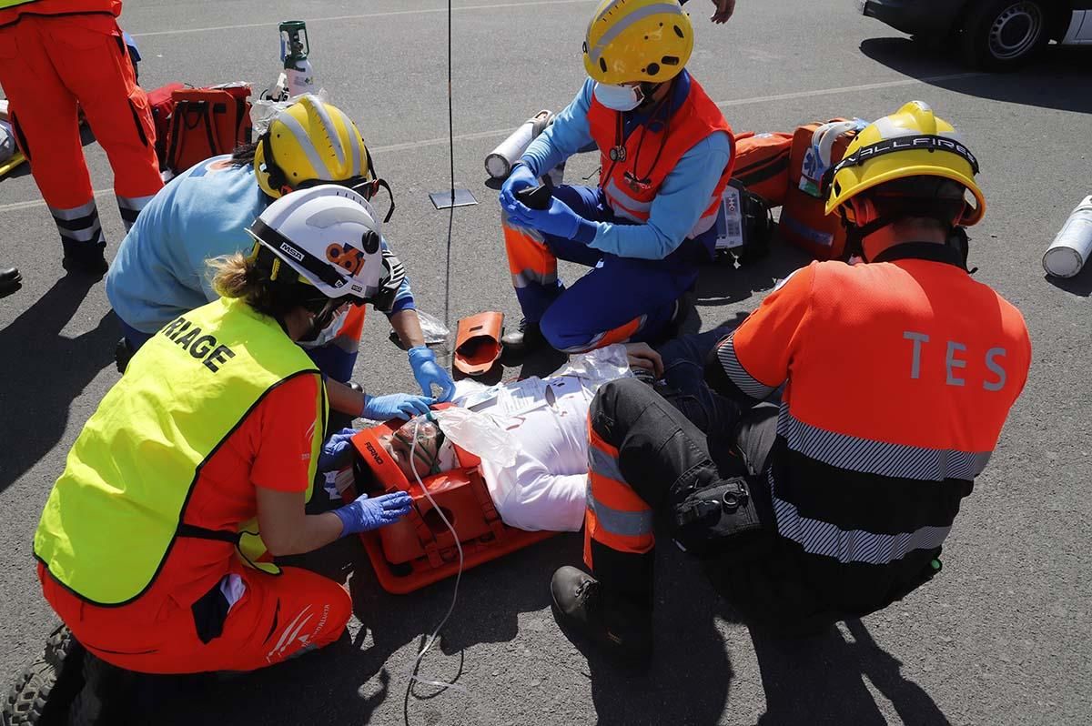 Simulacro de accidente de tráfico en la Diputación de Córdoba