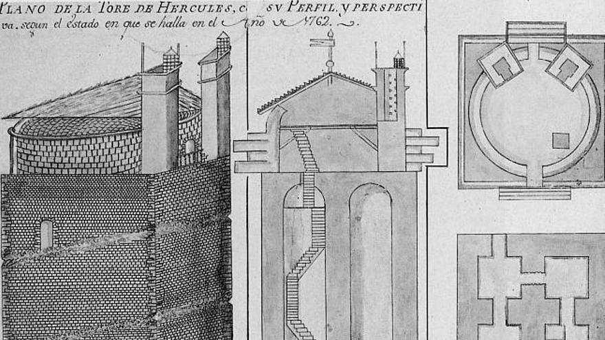 Plano de la antigua Torre de Hércules, probablemente realizado por José Cornide. / la opinión