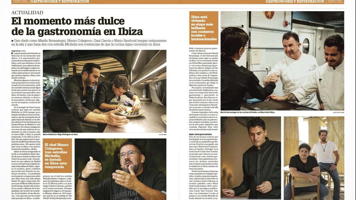 Un suplemento de 94 páginas a color en papel mejorado, guía imprescindible de la gastronomía en Ibiza y Formentera.