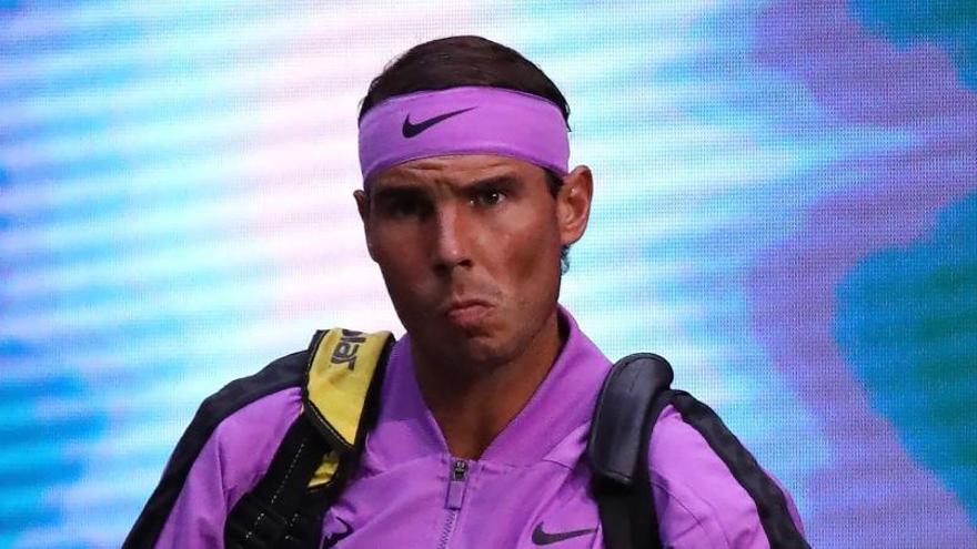 Rafa Nadal, antes del partido anterior, ante John Millman.