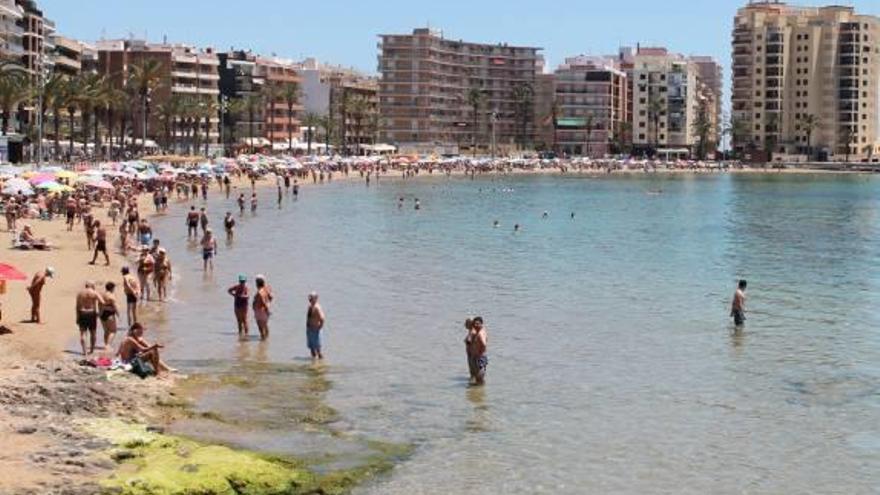 Bañistas en la playa del Cura de Torrevieja.