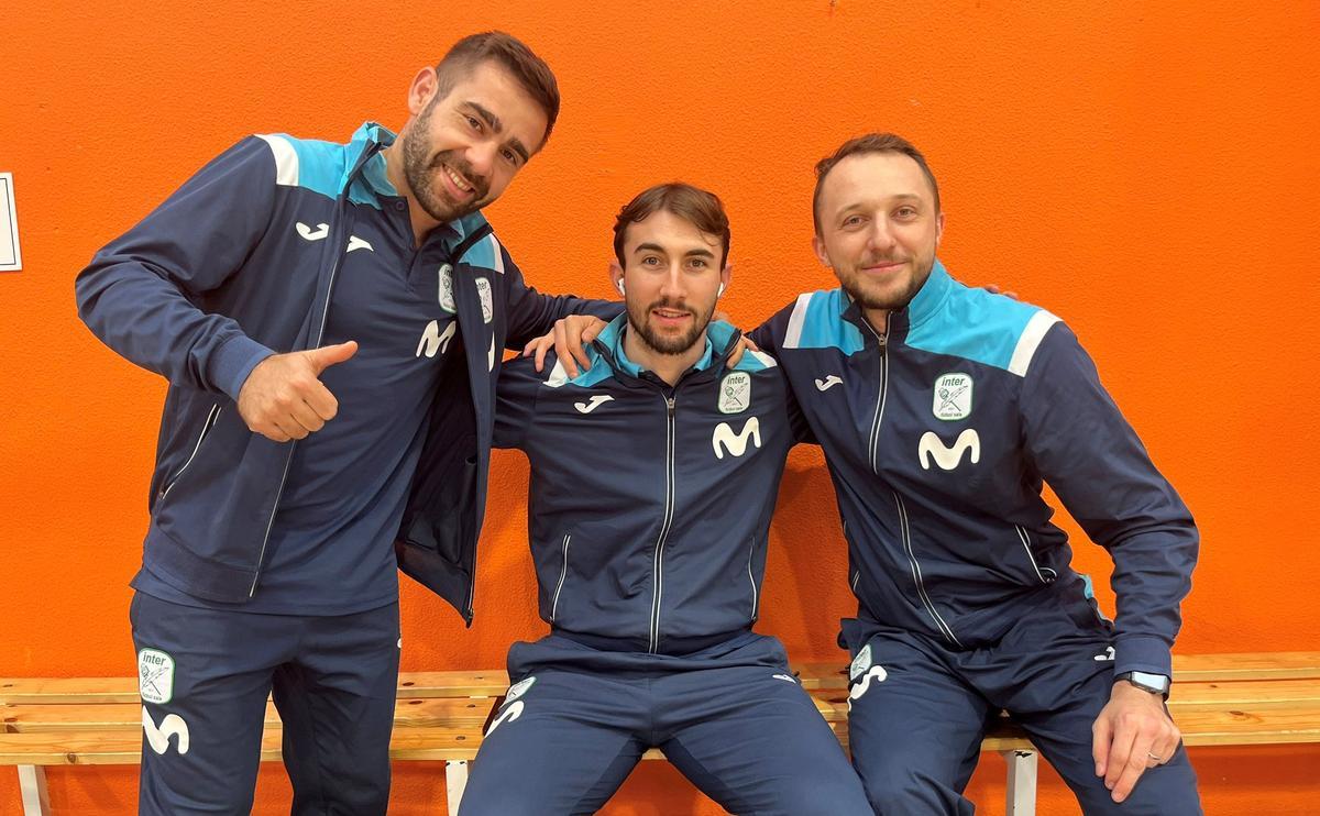 Cecilio, a la izquierda, con varios de sus compañeros del Movistar Inter.