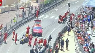Bandera roja en Mónaco: ! El coche de Checo, destrozado ¡