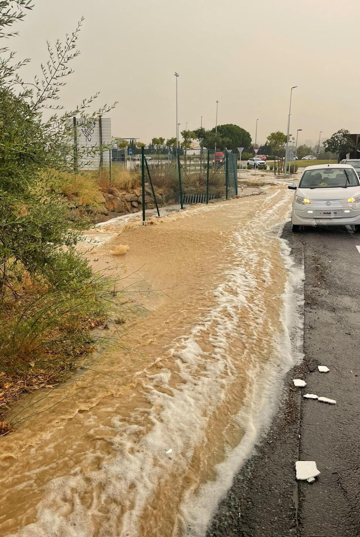 Acumulació d'aigua al voral de la carretera