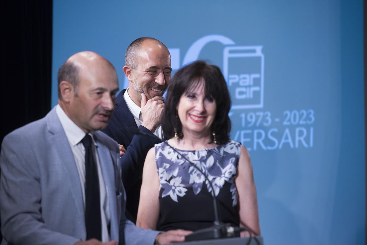 Antoni Daura i Dolors Pardo, propietaris de la Parcir amb l'alcalde Marc Aloy en la presentació de la lectura