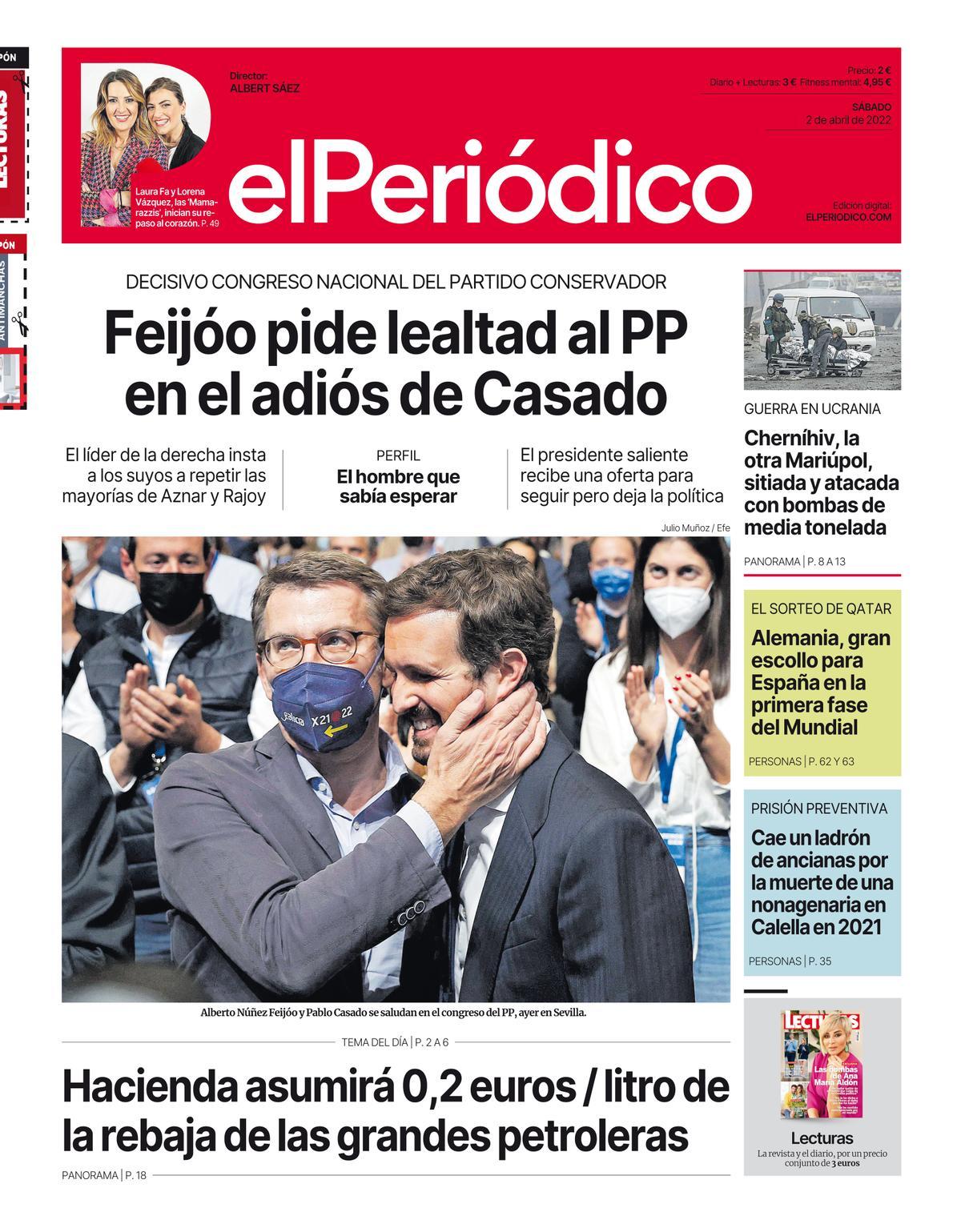 La portada d’EL PERIÓDICO del 2 d’abril del 2022