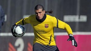 Declaracions del porter del FC Barcelona, Jose Manuel Pinto, a la roda de premsa després de la sessió d’entrenament d’avui.