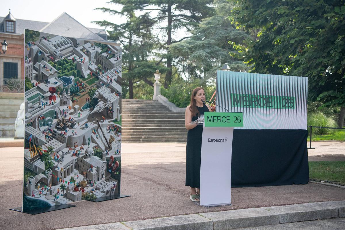 Artista encargada del cartel de la Mercè 2026. Presentación del cartel y los pregoneros de la Mercè 2026 en el Palauet Albéniz de Montjuïc. Barcelona, 22 de julio de 2026. Foto: Belén González / EP