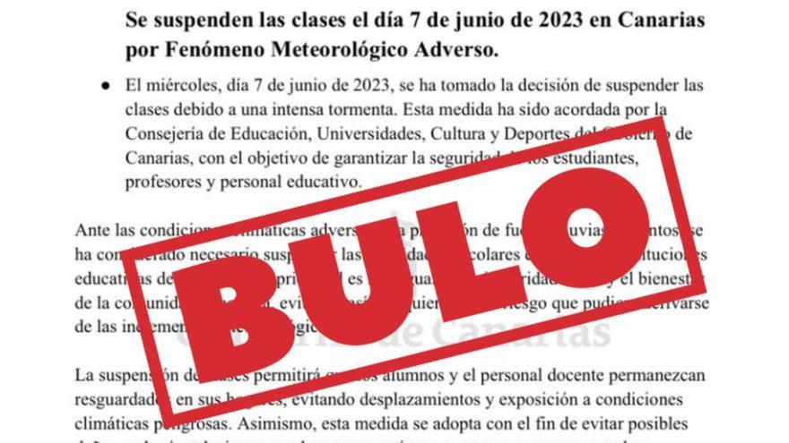 Educación desmiente que las clases se suspendan este miércoles en Canarias