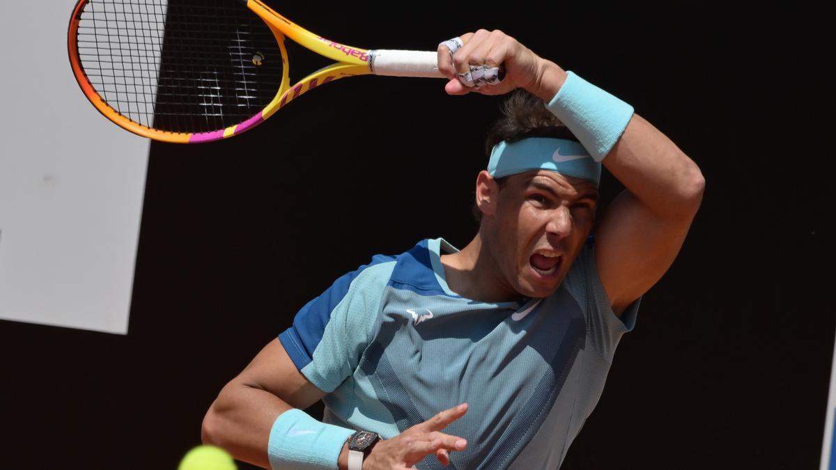 Nadal durante su debut en Roma.