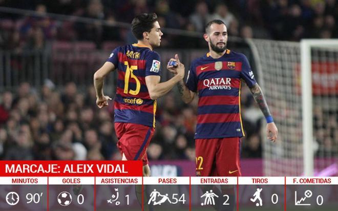 Aleix Vidal jugó en el tramo final junto a Bartra