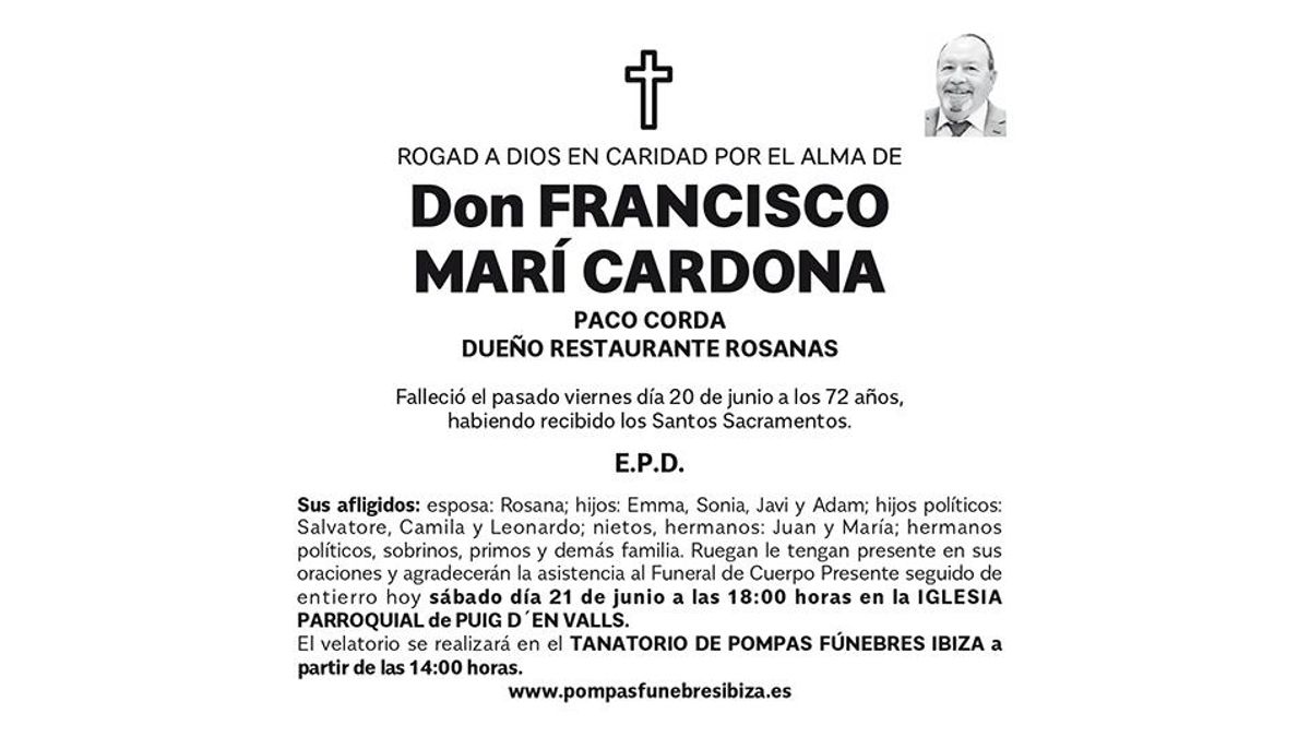 Esquela Francisco Marí Cardona