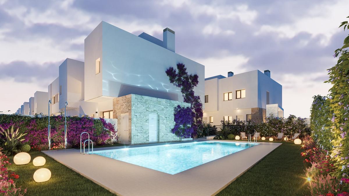 Una recreación de las futuras viviendas de la promoción de Los Nogales en Churriana, que construirá Exxacon.