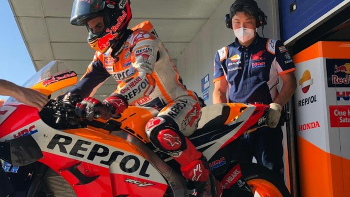 Márquez, en el entrenamiento de Jerez