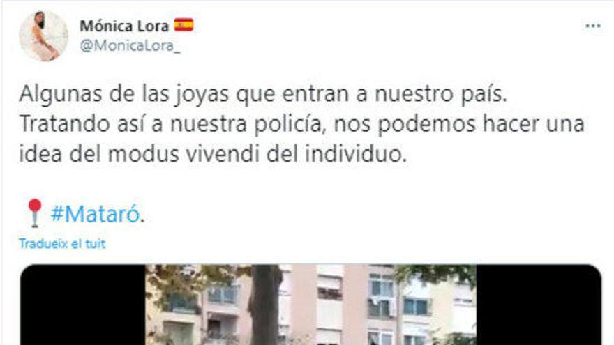 Un tweet de Mónica Lora