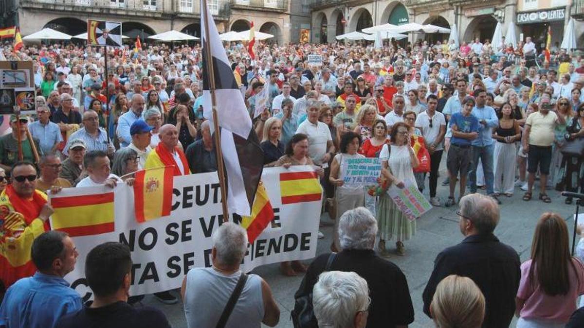 Aspecto de la movilización de apoyo a Ceuta celebrada en Plaza Mayor