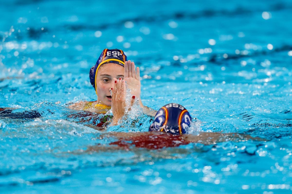 Elena Ruiz, jugadora de la selección española de waterpolo, en estos Juegos.
