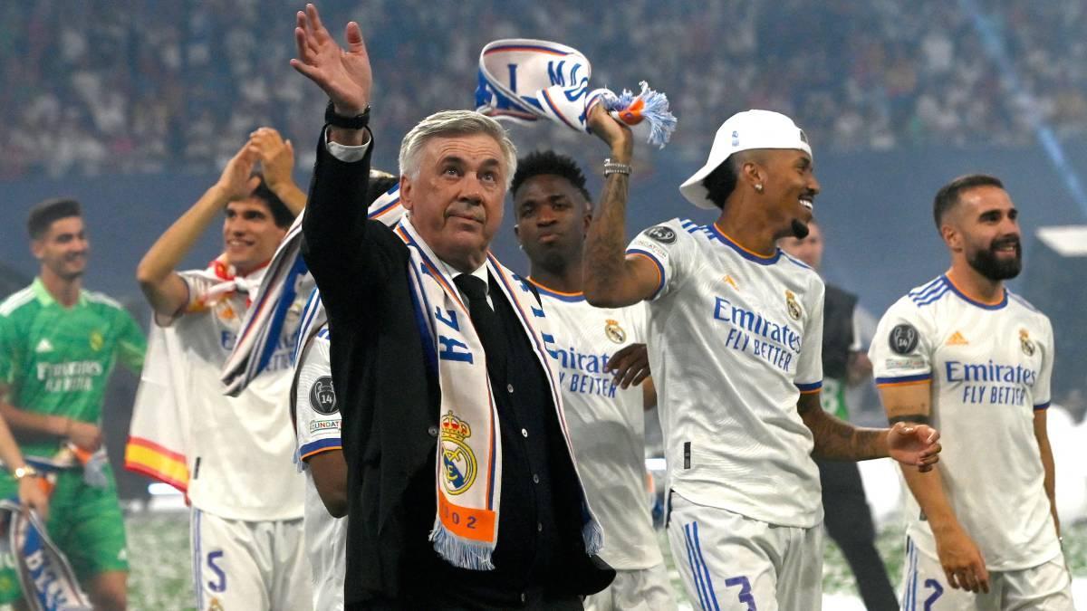 Ancelotti, celebrando la Champions tras vencer al Liverpool