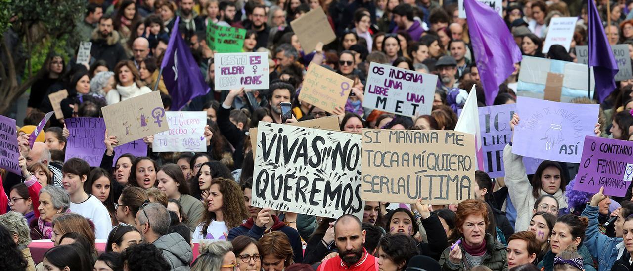 Manifestación del 8M del año 2020 que transcurrió por las calles de Vigo