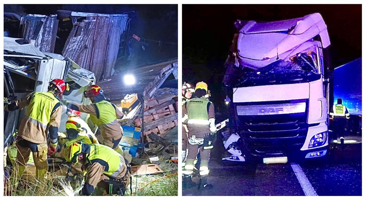 Imagen de los dos accidentes de esta madrugada en la AP-7.