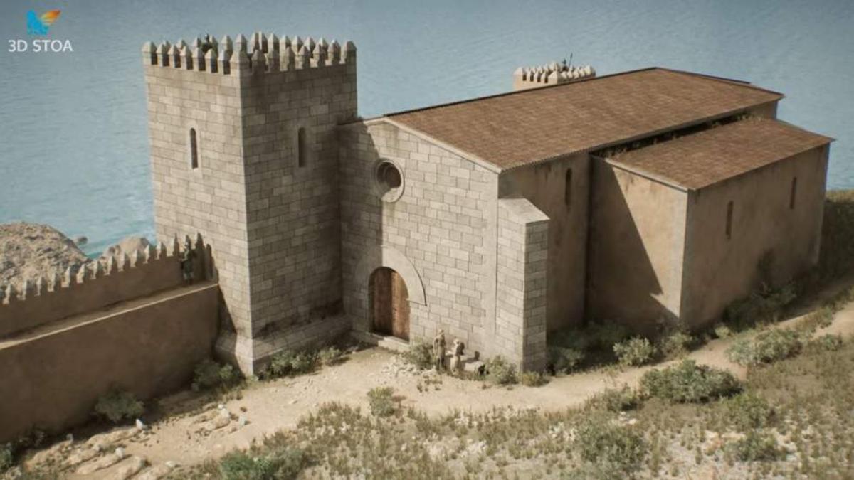 Recreación de la iglesia que hubo en la Pobla medieval de Ifach de Calp