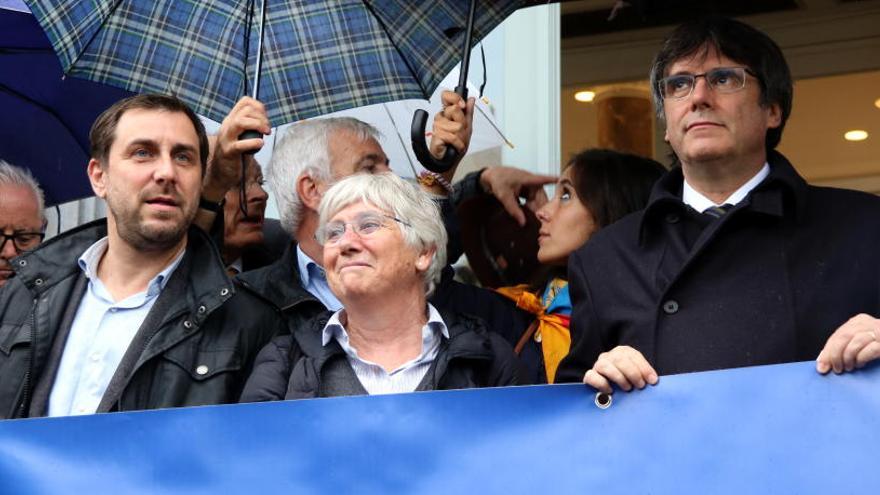 Carles Puigdemont i els exconsellers Toni Comín i Clara Ponsatí