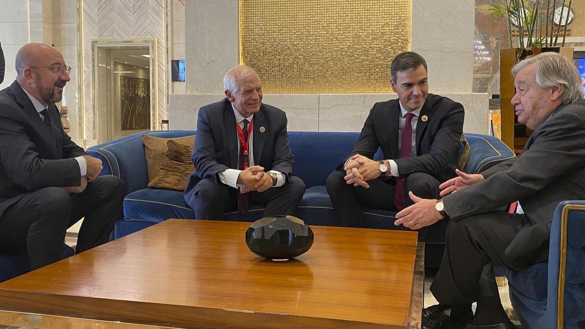Guterres, Michel, Borrell y Sánchez se reúnen en El Cairo antes de Cumbre de la Paz