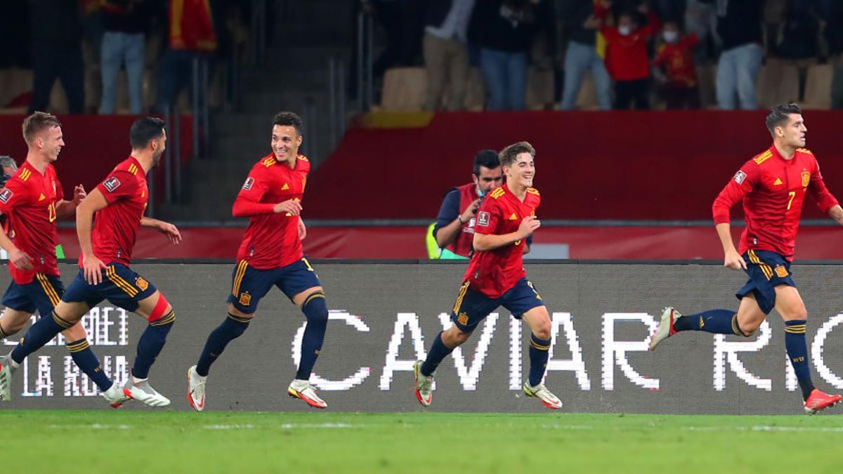 Morata celebra el gol de España