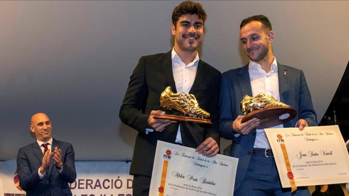 Los jugadores del RCD Mallorca, Abdón Prats y Joan Sastre