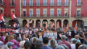 Un momento de la manifestación de apoyo a los condenados, en la plaza Mayor, el pasado mes de julio.
