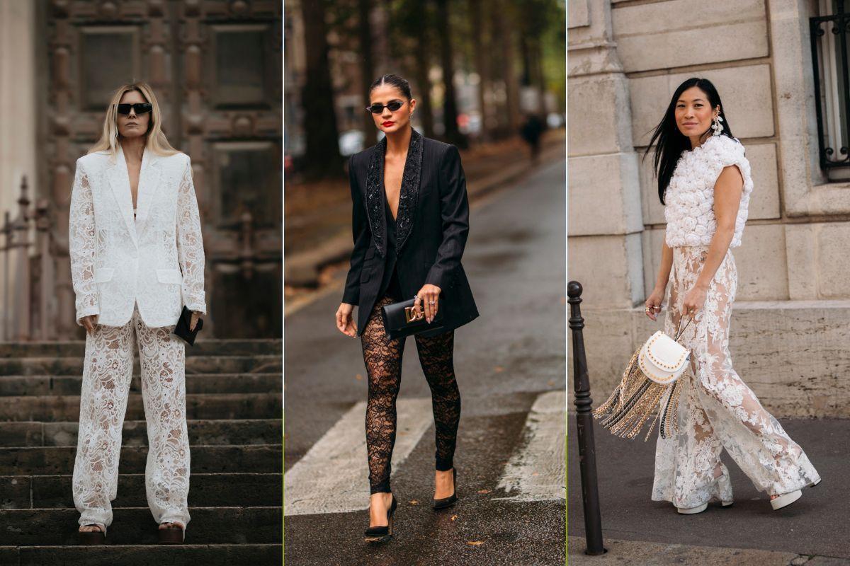 Los pantalones de encaje conquistan el street style esta temporada