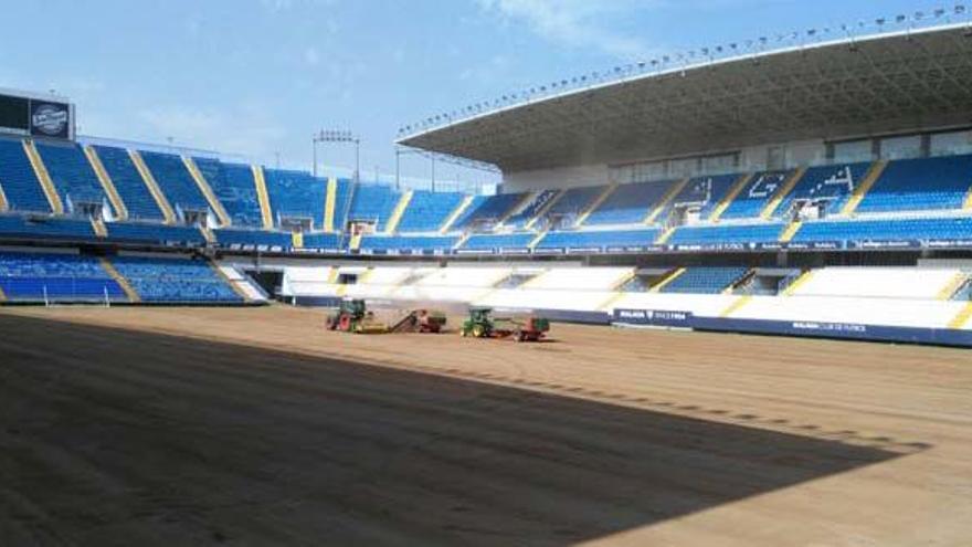 Nuevo cambio del césped de La Rosaleda