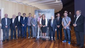 Los presidentes Jordi Pujol y José Montilla, junto a la presidenta de la Diputación de Barcelona Nuria Marín, en la presentación del documental sobre Josep Tarradellas.