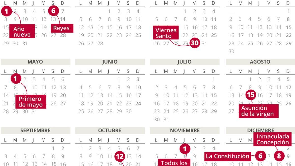 Calendario laboral de España para el 2018