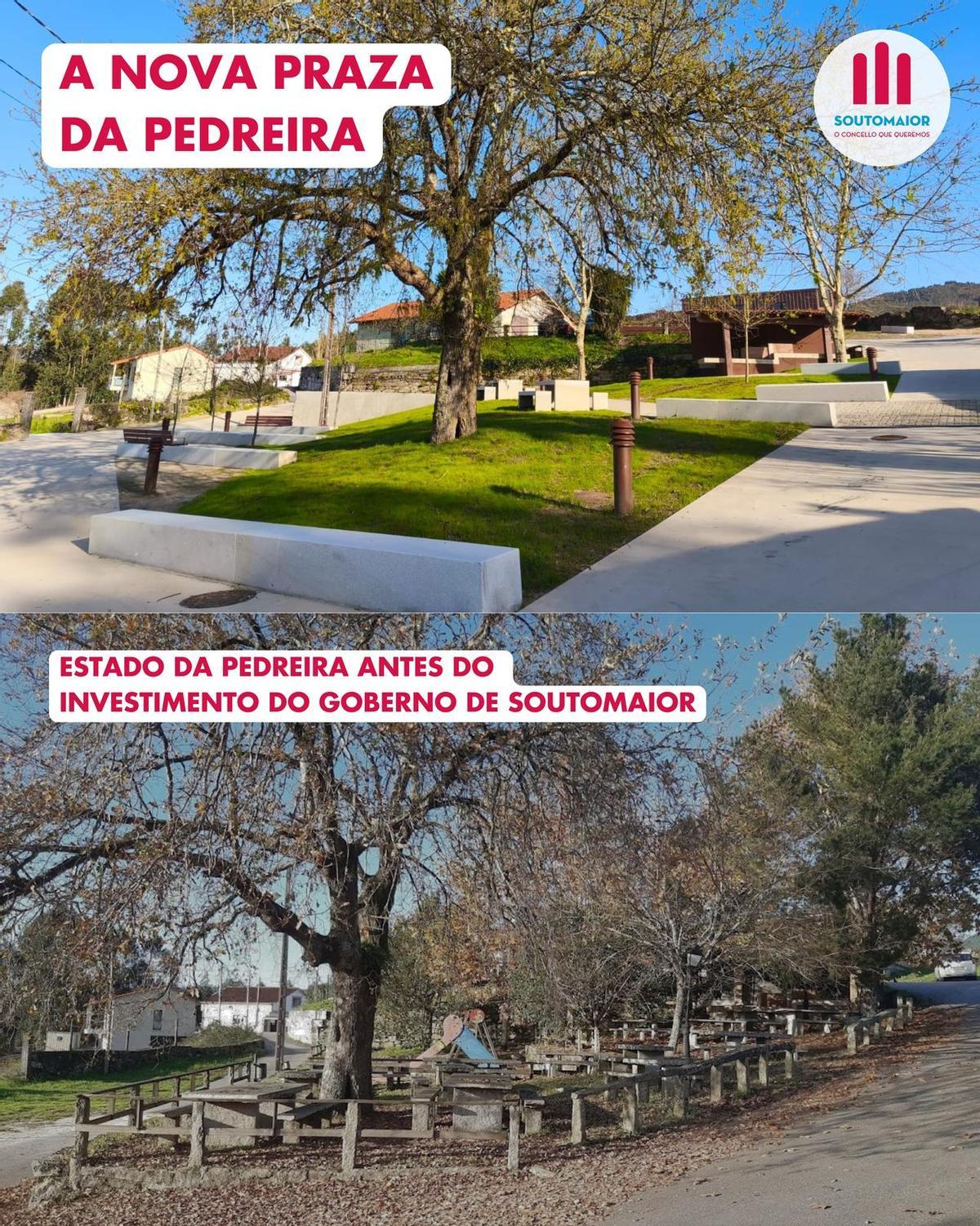 El estado anterior de la plaza y el actual tras la reforma.