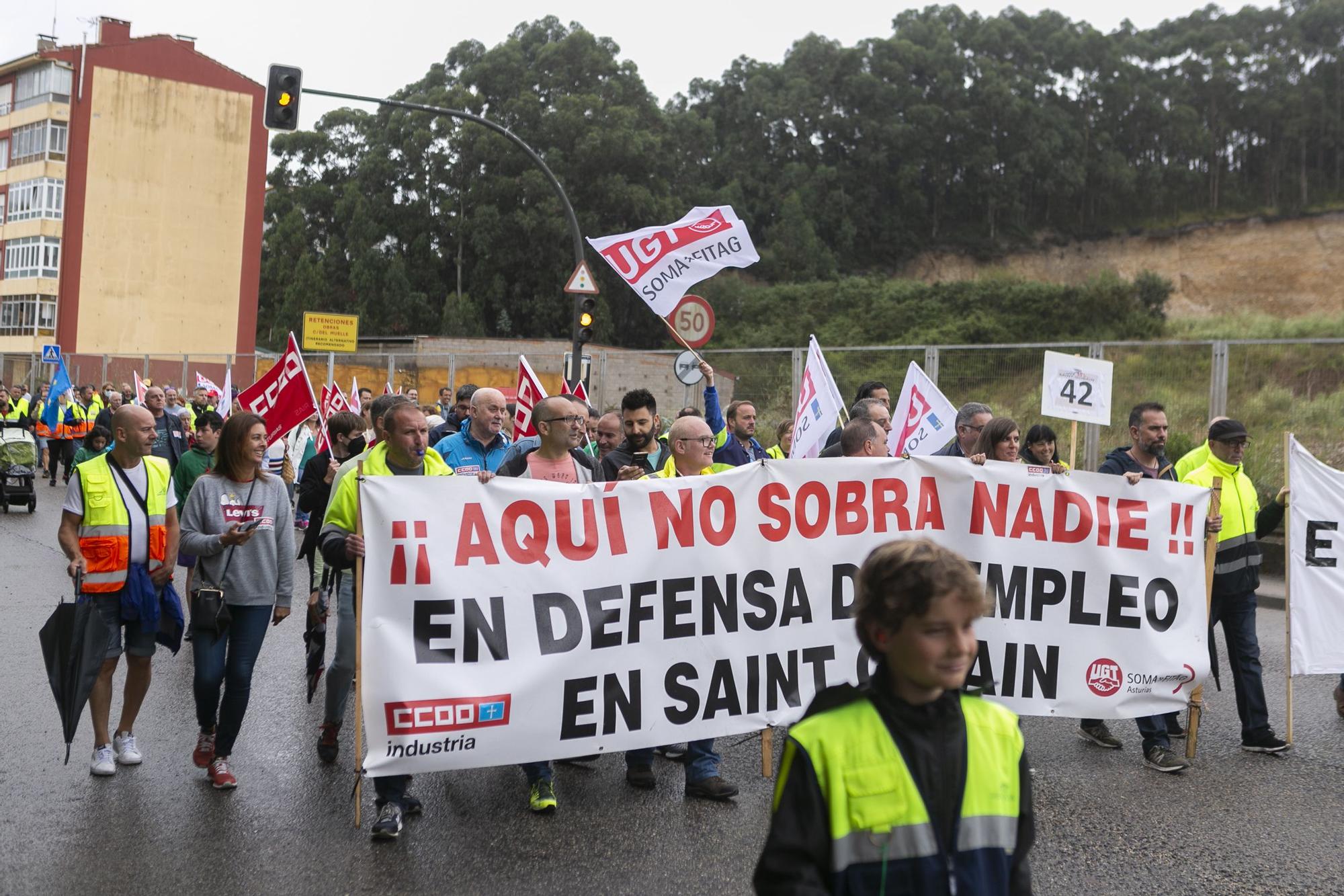 EN IMÁGENES: así transcurrió la marcha de los trabajadores de Saint-Gobain