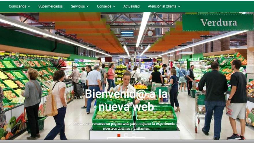 Imagen de la página principal de la nueva web de Mercadona