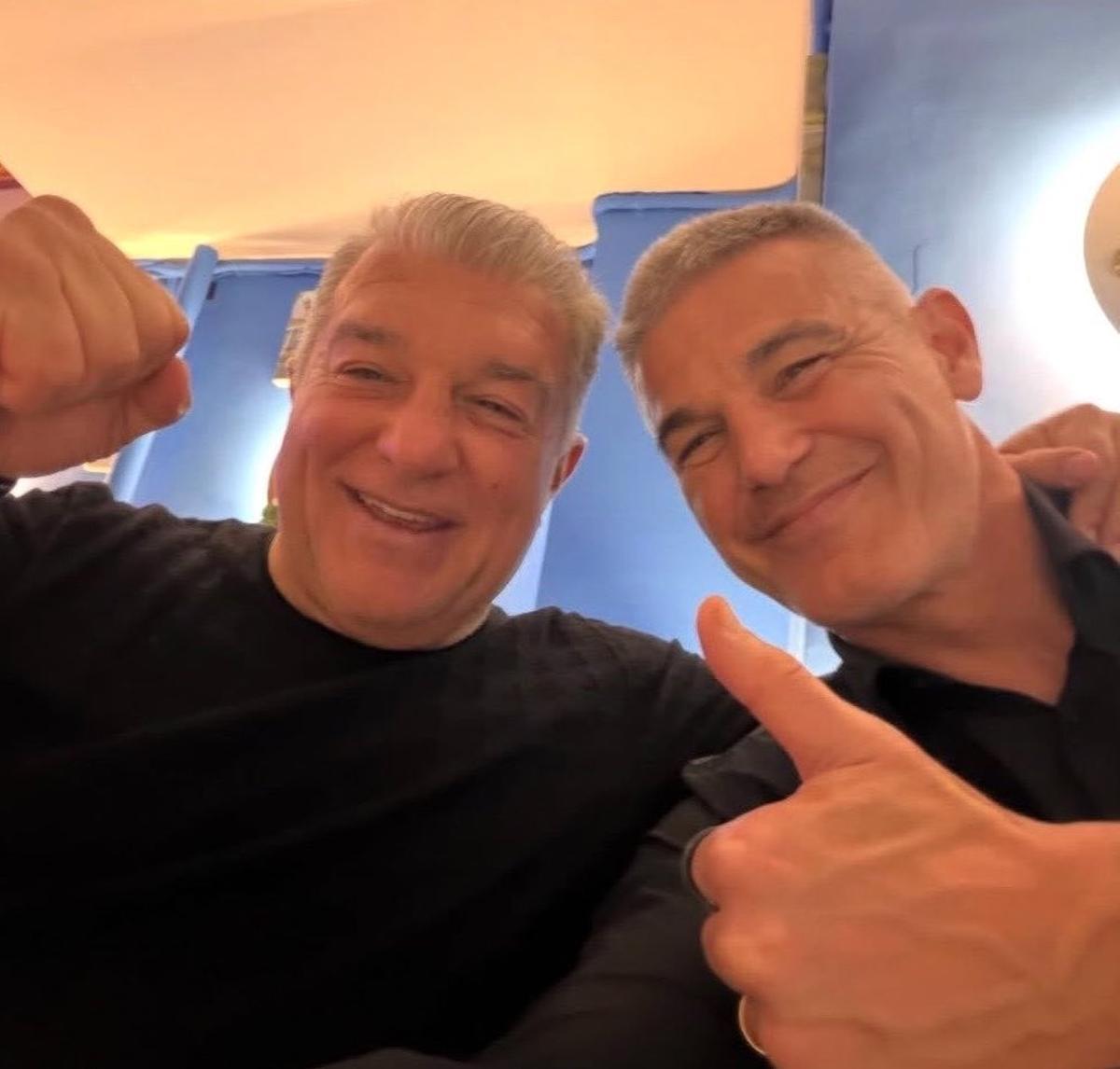 Laporta y Enric Masip celebran el pinchazo del Madrid