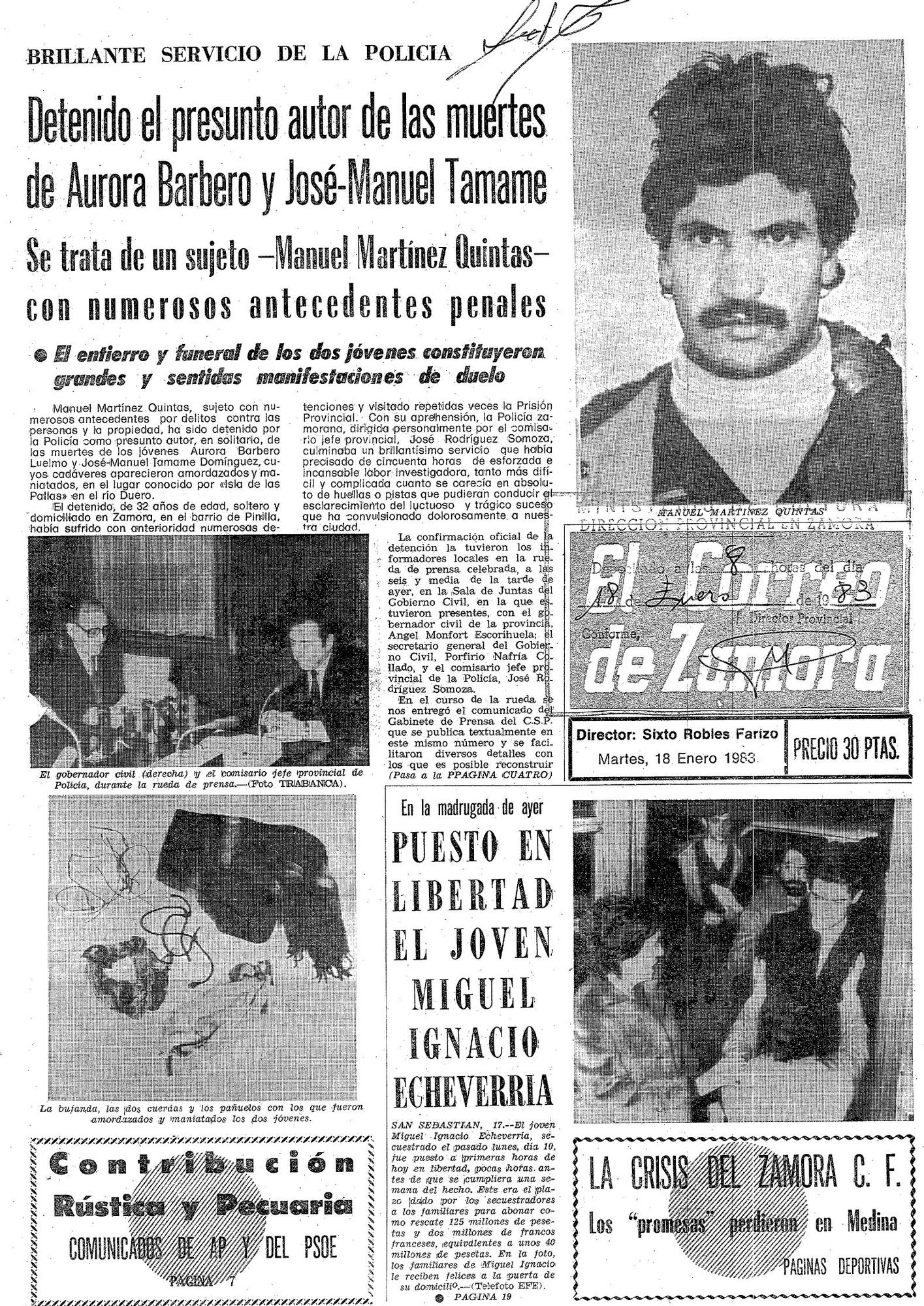 Portadas y páginas de LA OPINIÓNEL CORREO DE ZAMORA sobre los crímenes