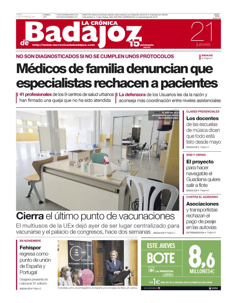 Consulta la portada correspondiente al día 21 de octubre del 2021