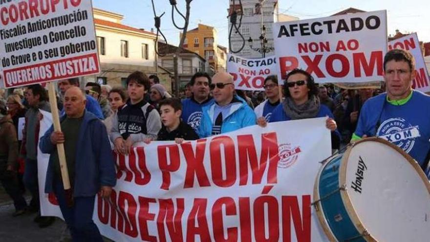 Una de las protestas contra el PXOM de O Grove desarrolladas en la localidad.