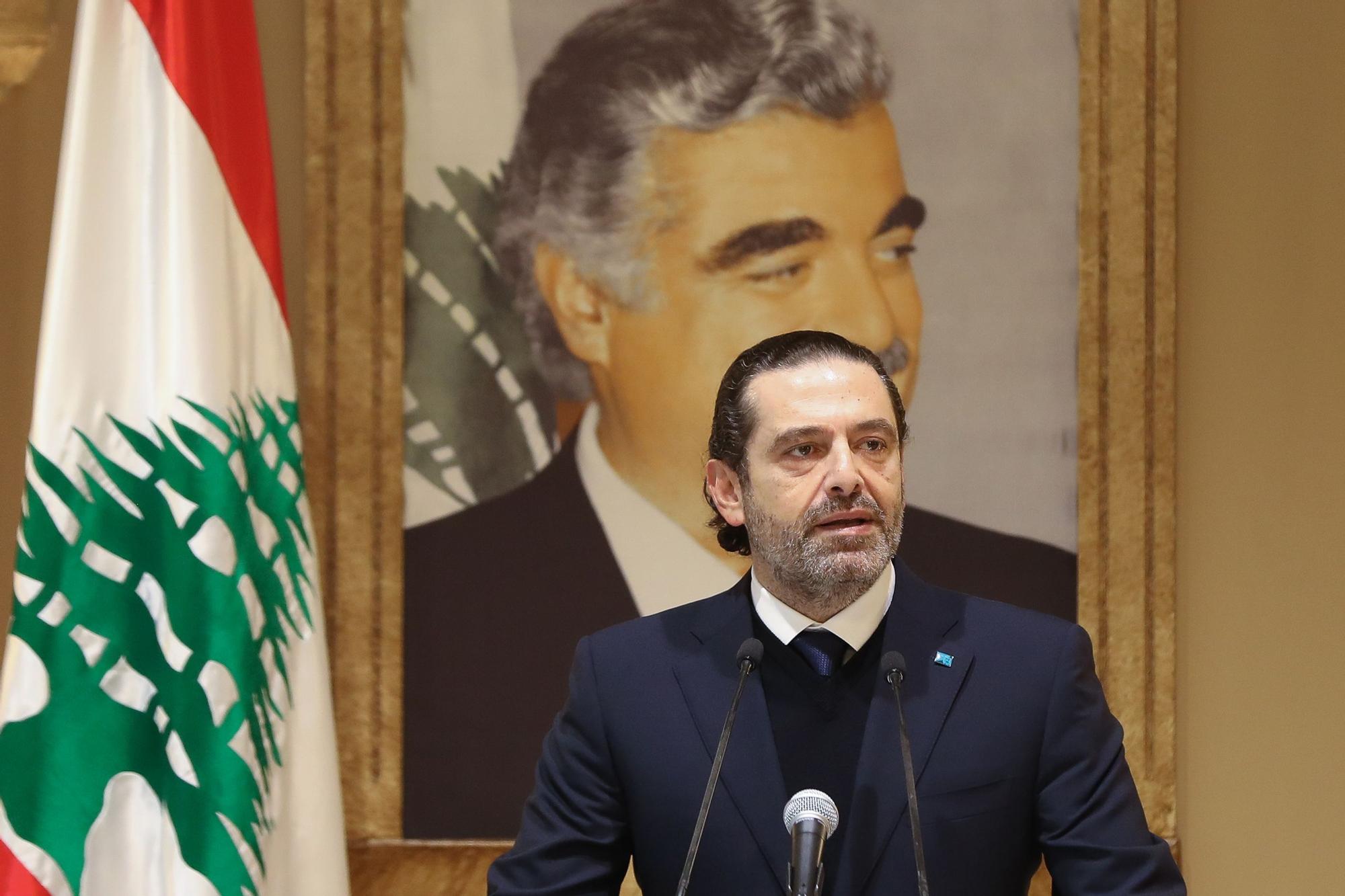 El ex primer ministro libanés, Saad Hariri, en la rueda de prensa en la que se ha despedido de la política.