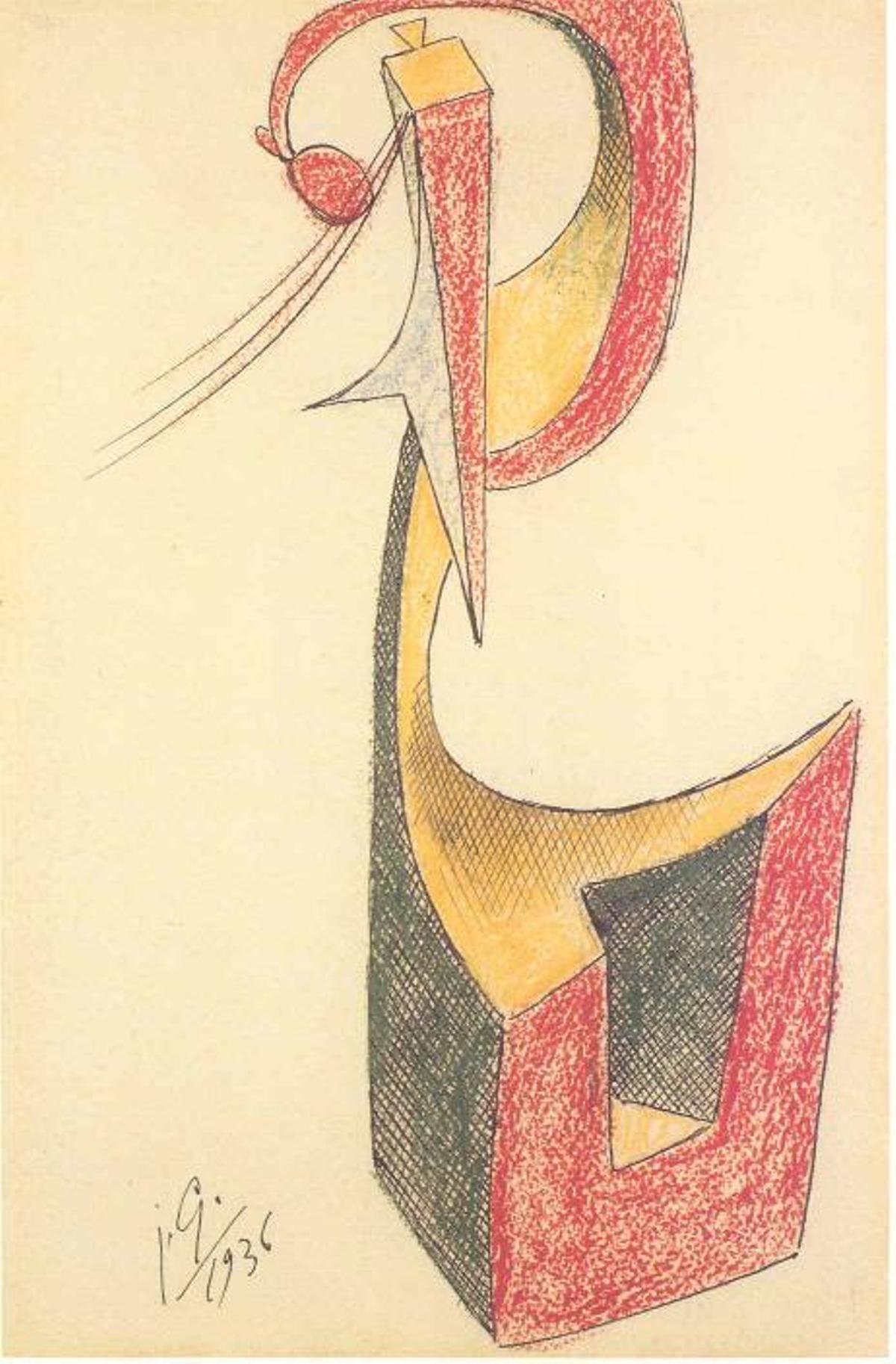 Julio González, Femme assise se coiffant, 1936. Tinta china sobre papel. Julio González, Femme assise se coiffant, 1936. Tinta china sobre papel.